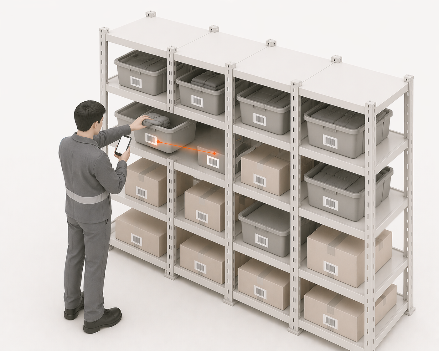LaSyncro mobile scanning interface showing warehouse location management and real-time inventory drift prevention